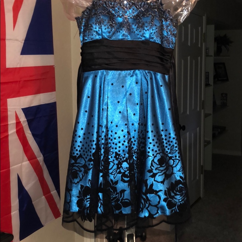 Blue and Black Cocktail Dress